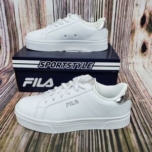 Fila White Panche Platform Lace Up Sneakers